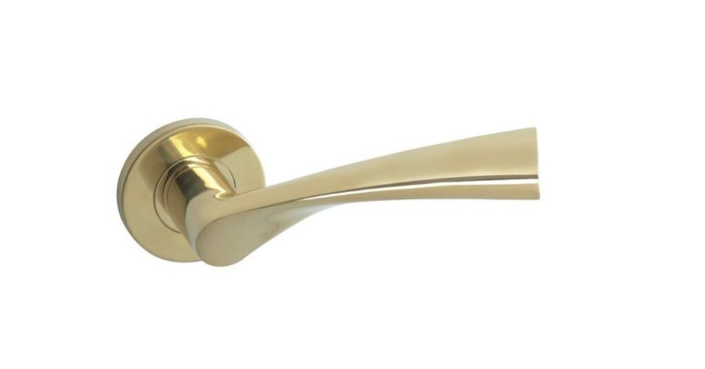 Samabava Brass Lever Handle On Rose With Escutcheons